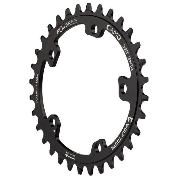 Wolf Tooth Elliptical Camo Chainring Aluminum for Camo Spider - HyperGlide+ 12-speed - black