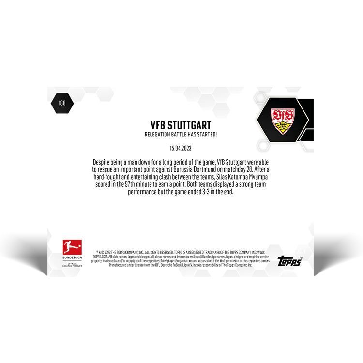 Topps UK - Relegation battle has started! - Bundesliga TOPPS NOW® Card #180