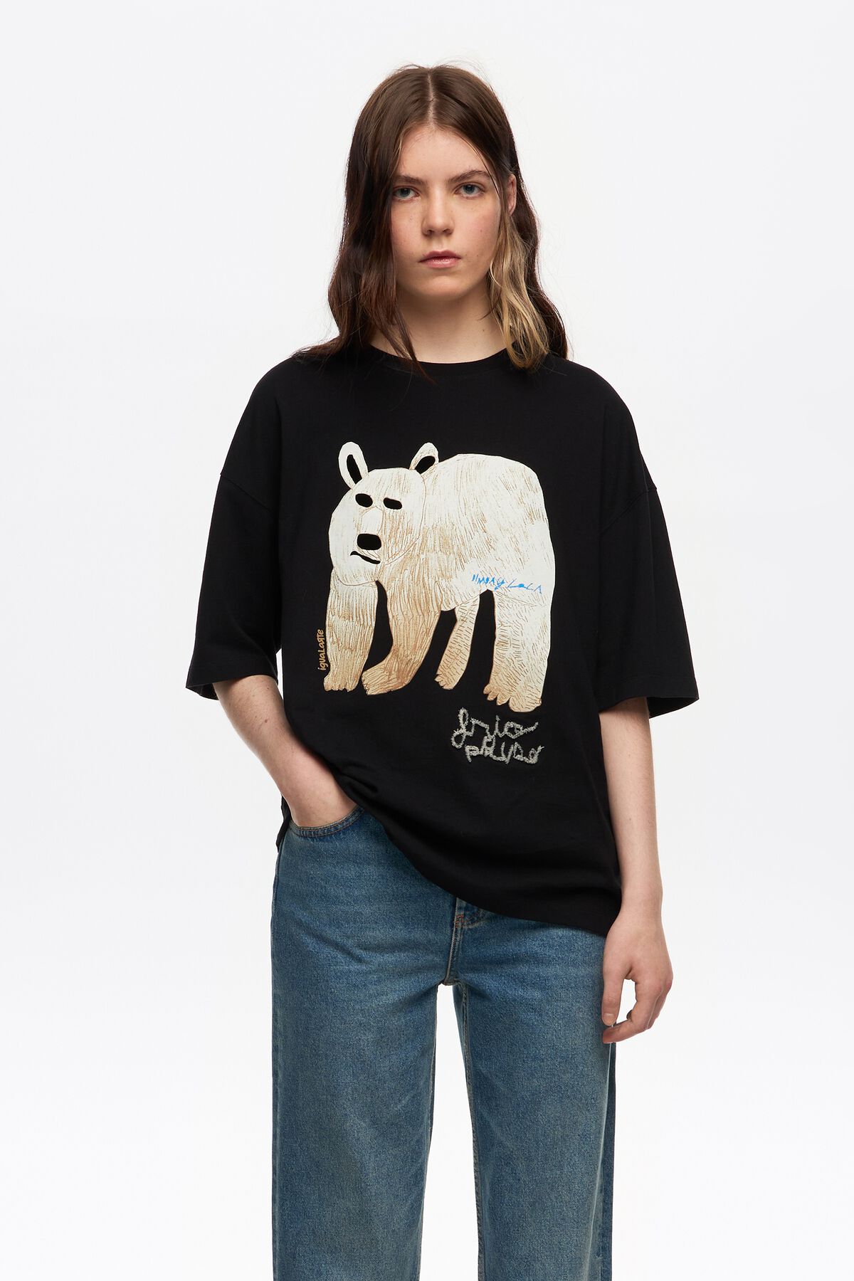 Black Frío Peludo logo short-sleeved T-shirt