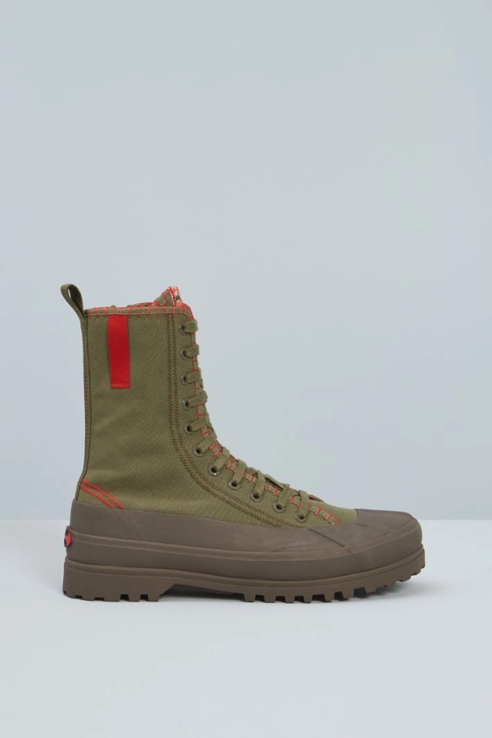 Canvas high-top trainers - KHAKI GREEN RED
