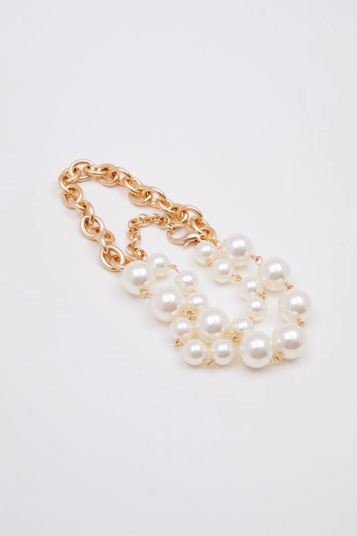 Bracelet with chain and pearls - GOLD