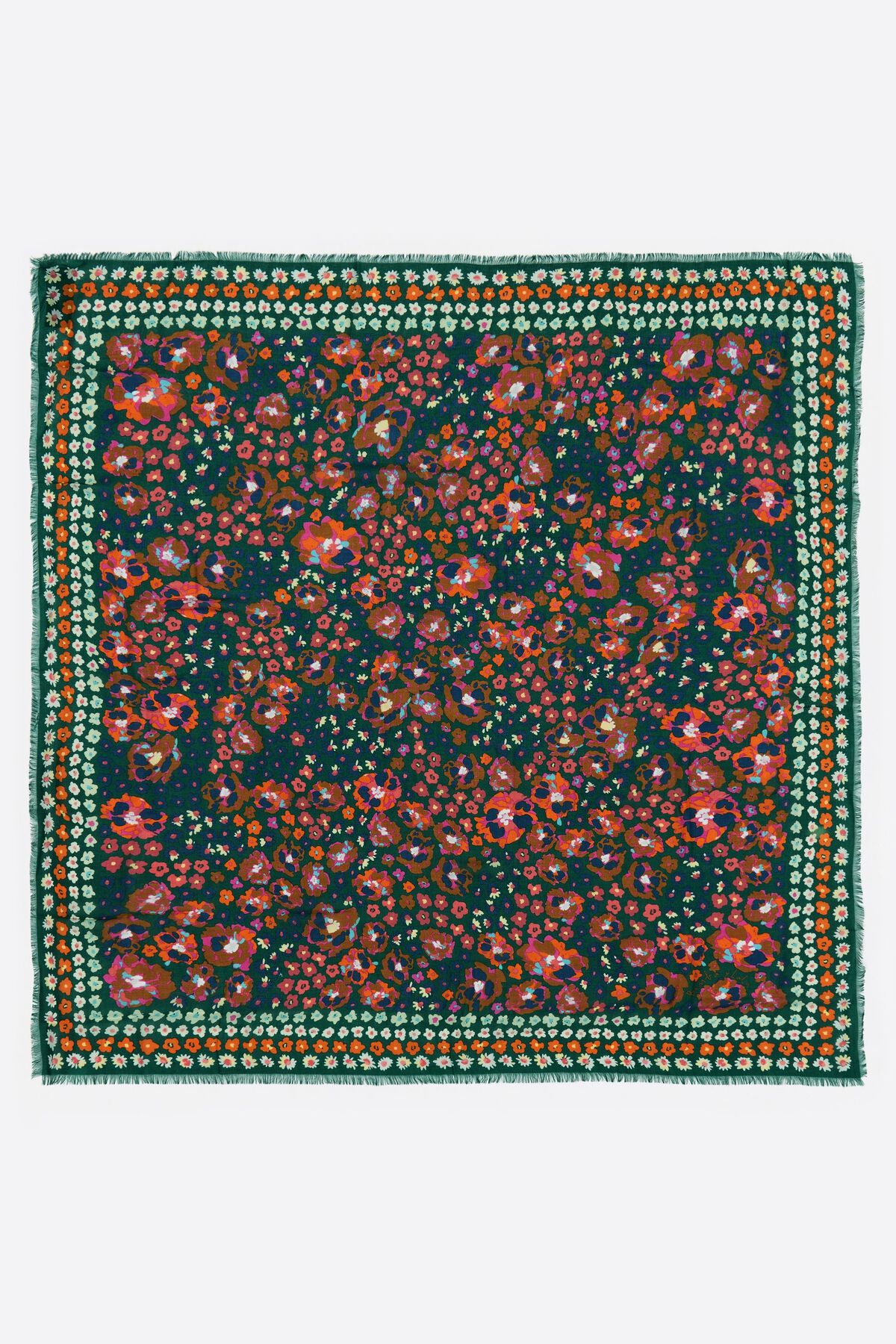 Aquamarine aquarelle floral shawl