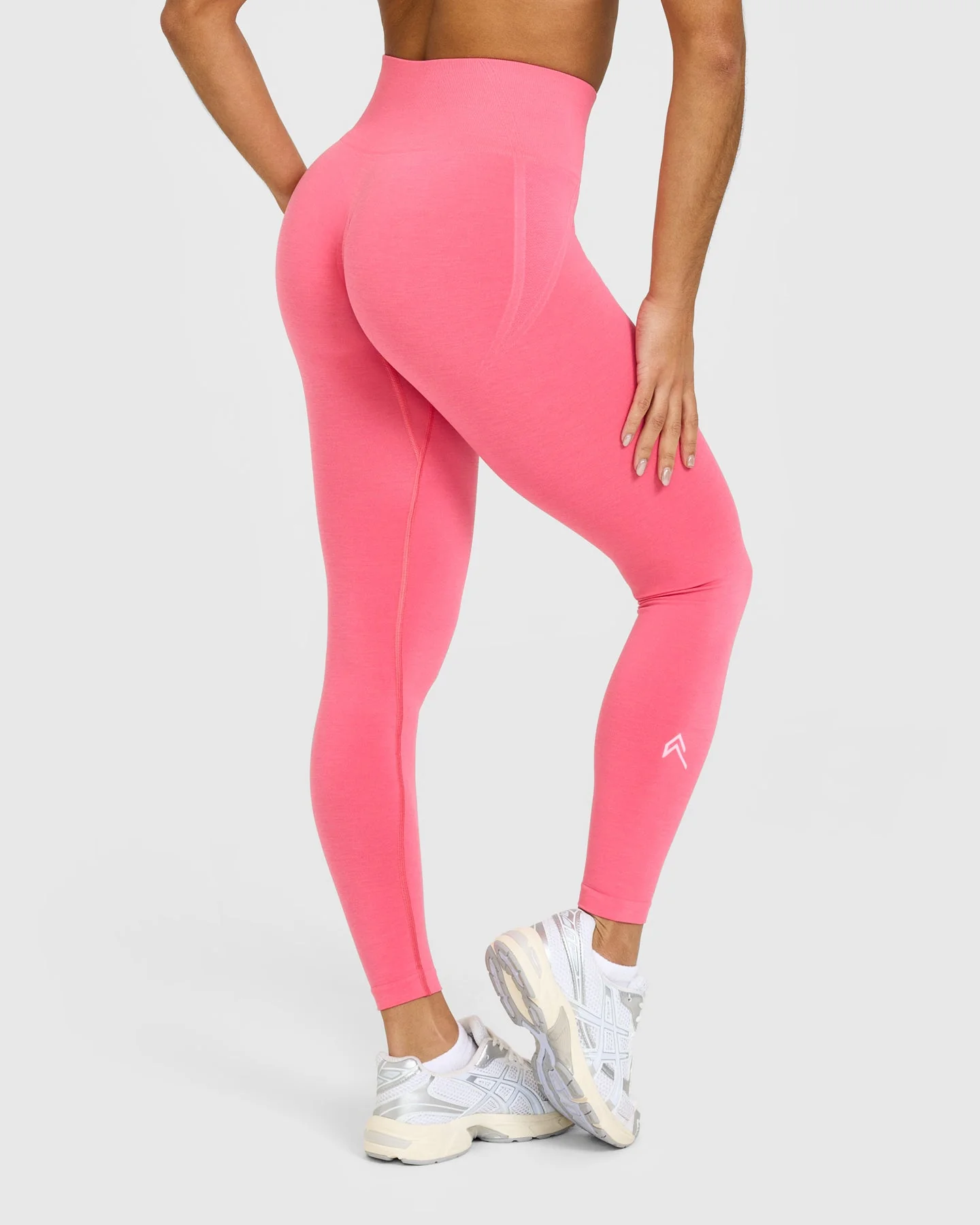 EffortlessLift™ Seamless Leggings with White Logo | Hot Girl Pink