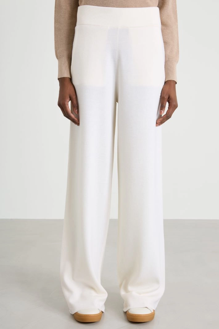 Wool knitted trousers - CREAM