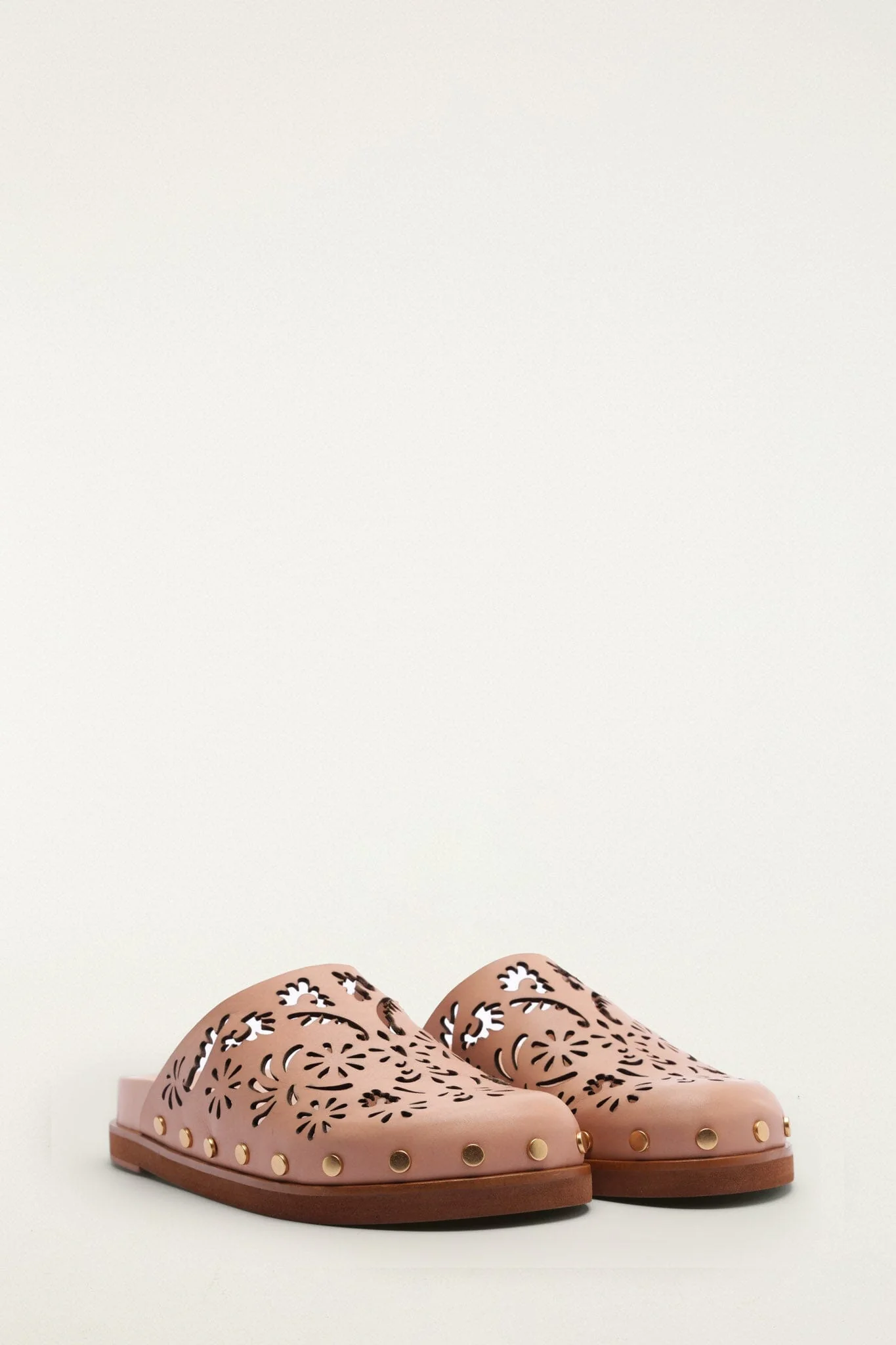 Light Pink Lace Leather Anatomic Slide Mule