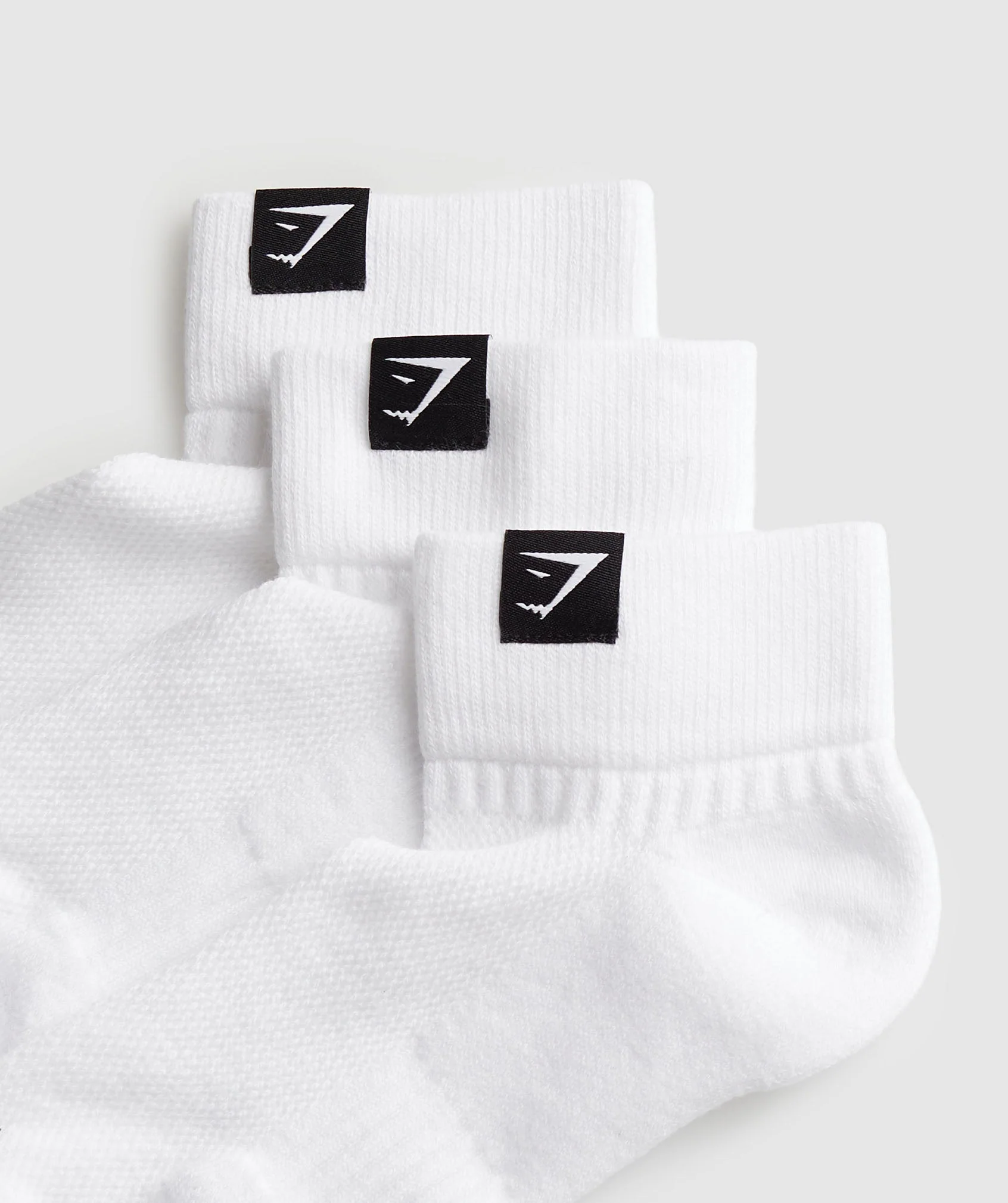 Woven Tab Quarter Socks 3pk White