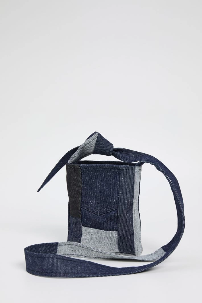 Patchwork jeans bag - BLUE