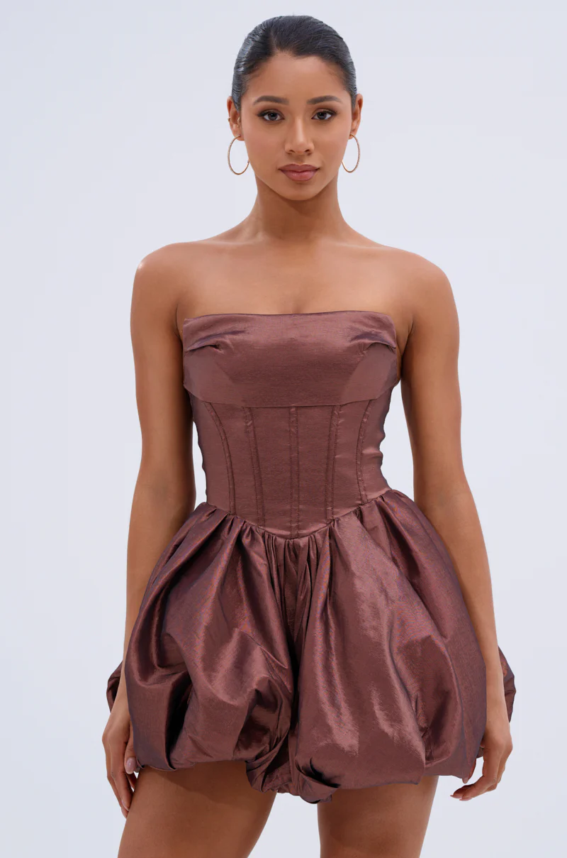 Adore You Woven Mini Dress In Mocha