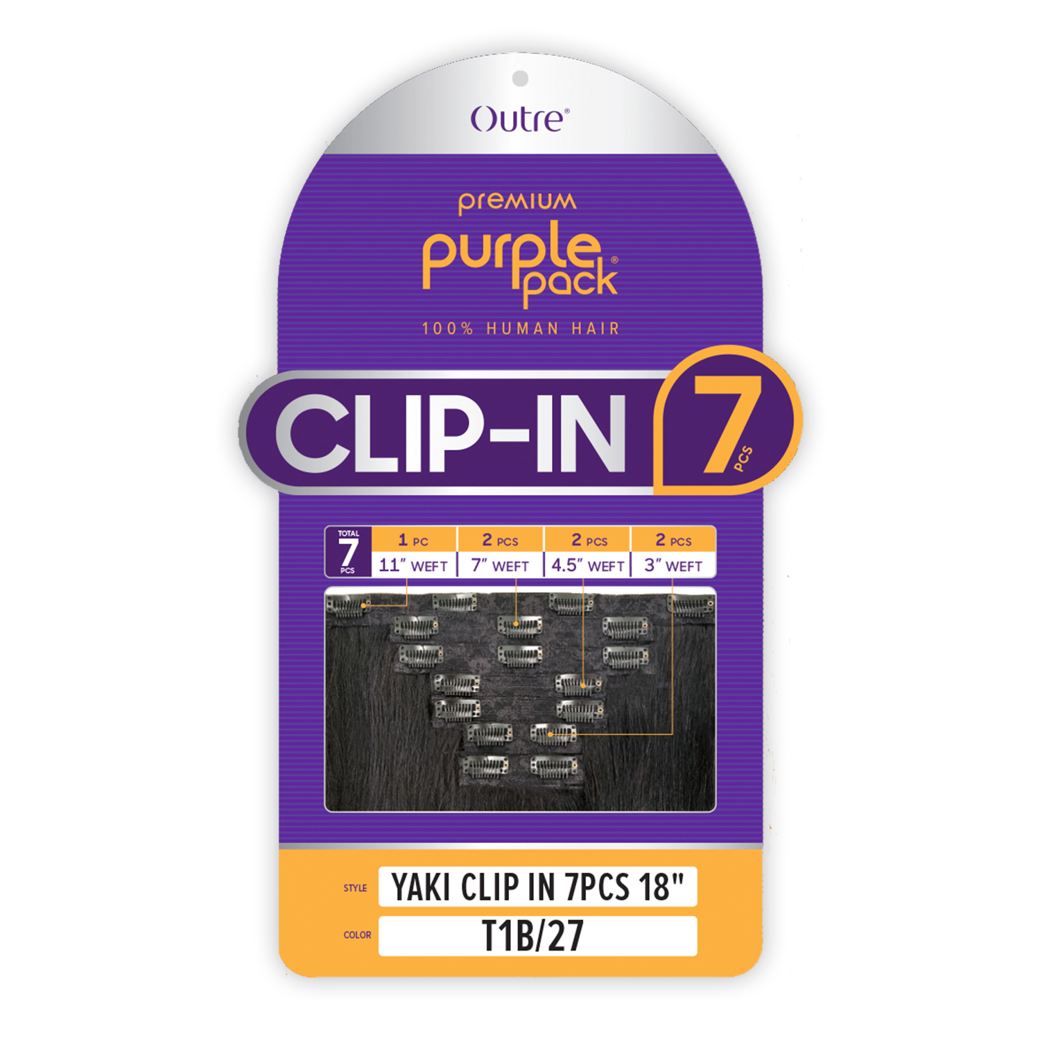 Outre Human Hair Weave Premium Purple Pack Yaki Clip-in 7Pcs 18