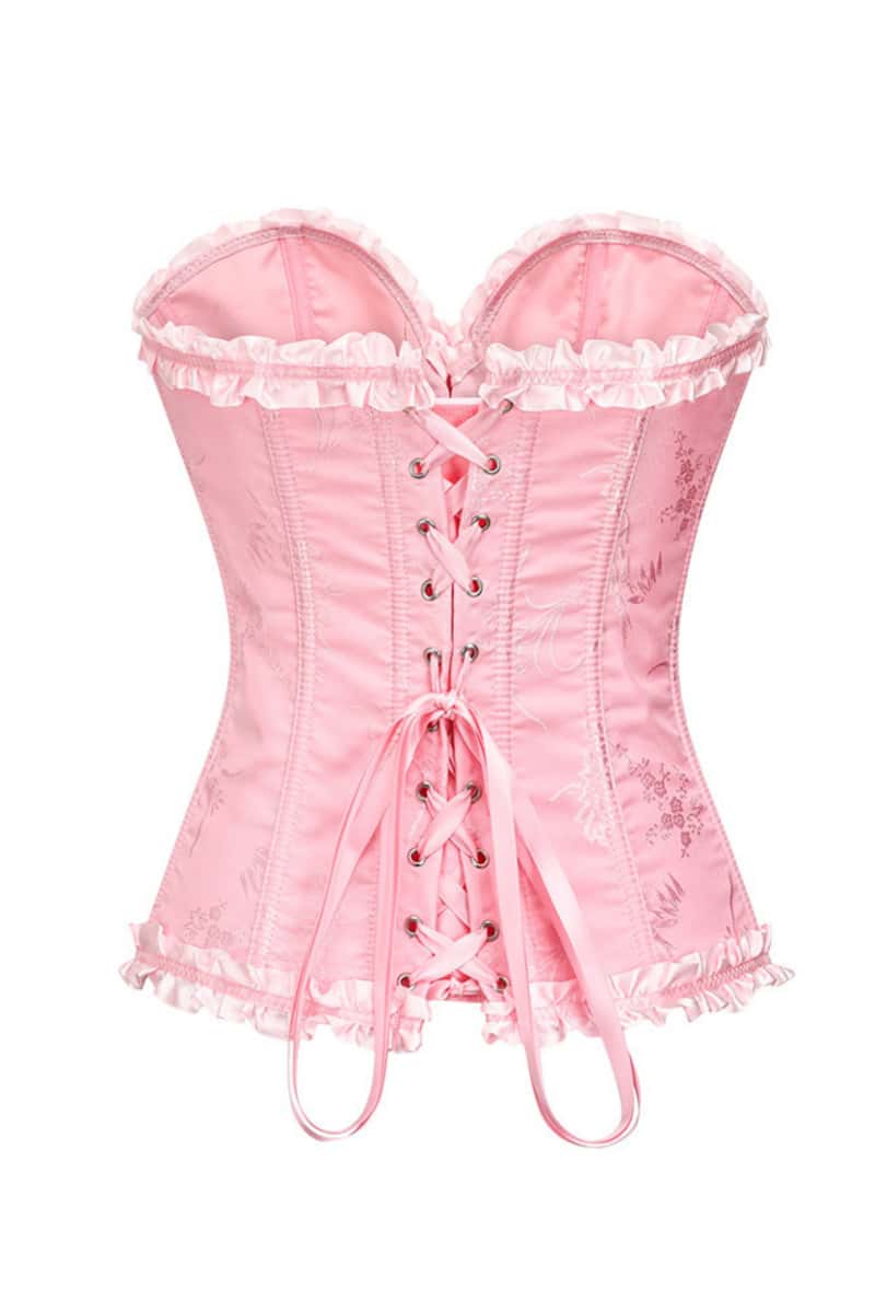 Sweetheart Pink Lace-Up Floral Corset