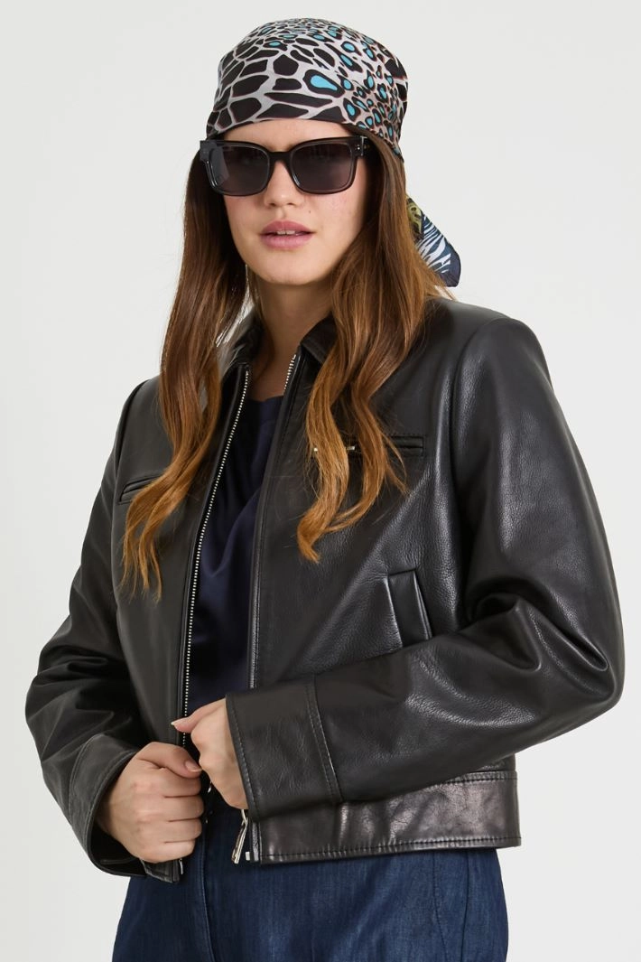 Silk twill scarf - BLACK