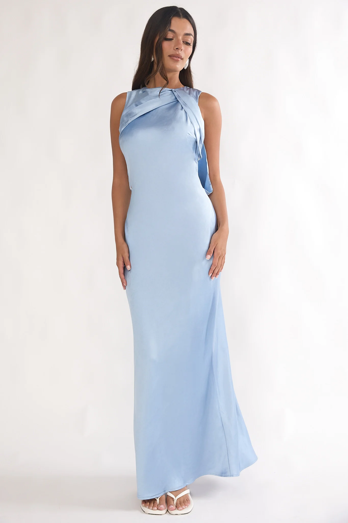 Levinia Draped Back Maxi Dress Blue