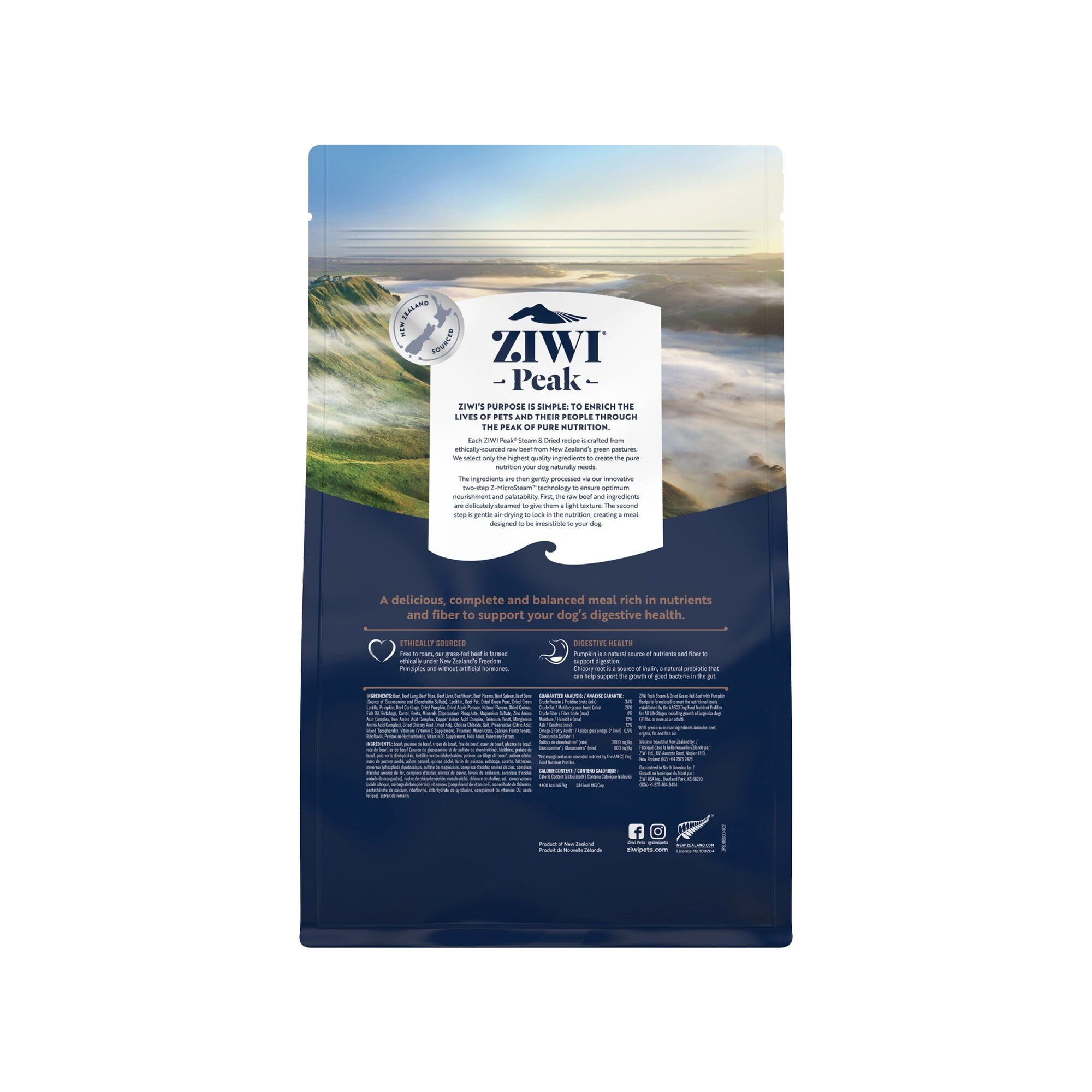Ziwi Peak Steam & Dried Beef Dog Food - 800 g