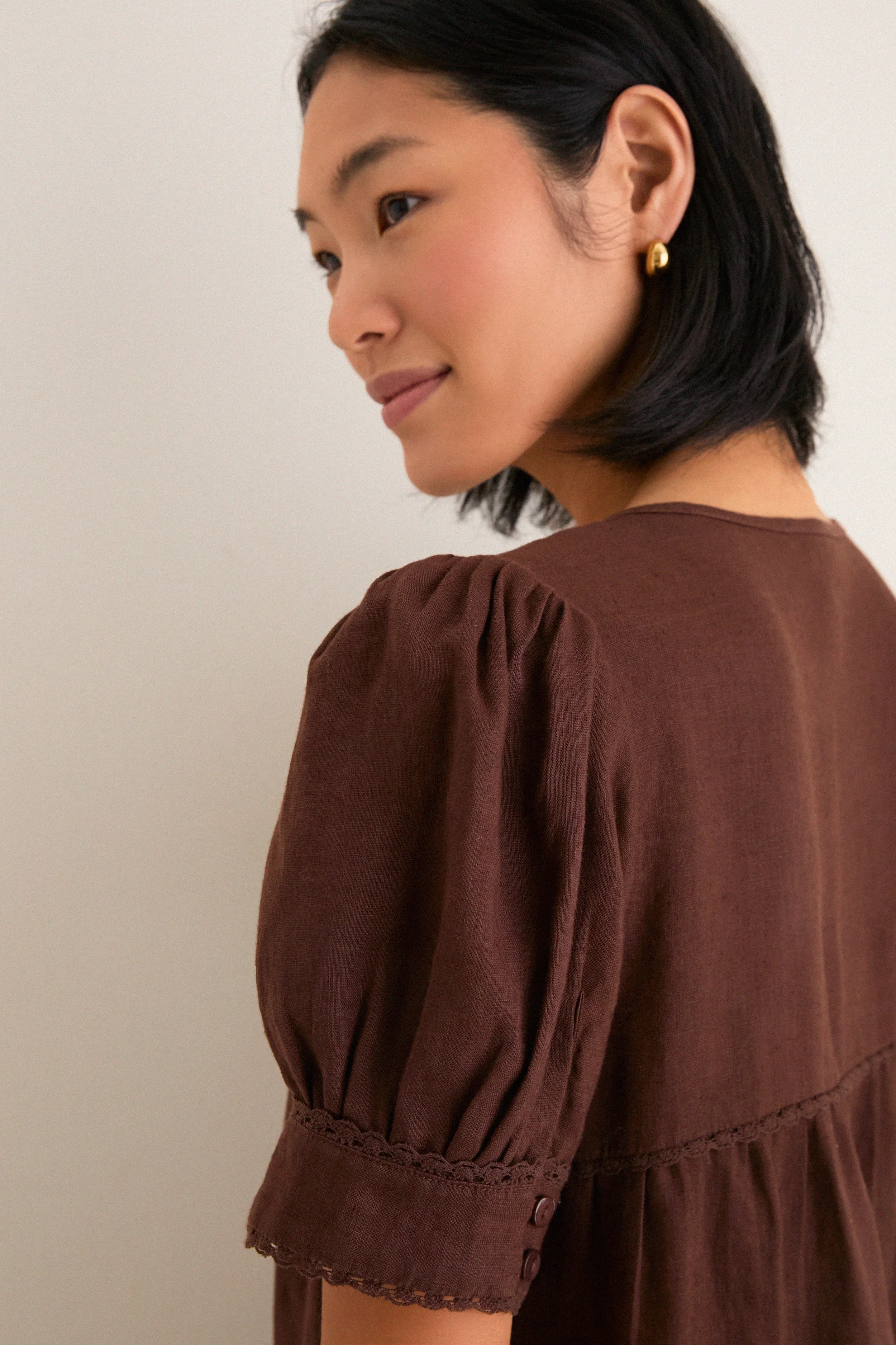 Chestnut Linen Bridget Dress