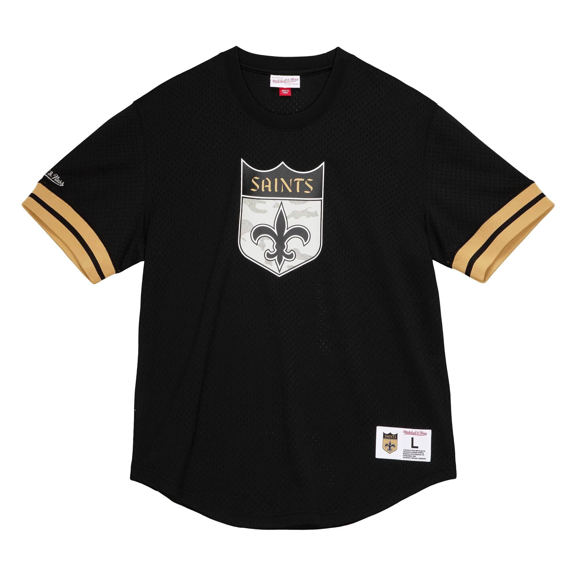 New Orleans Saints Mitchell & Ness Camo Reflective NFL Crew Mesh Jersey
