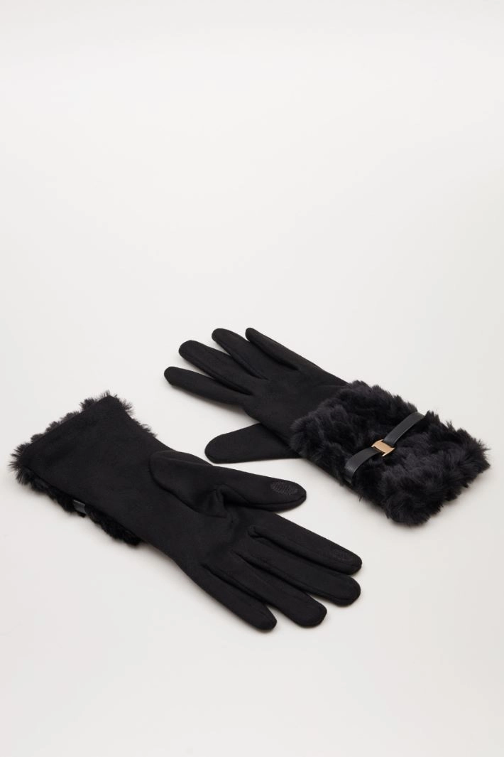 Velvet-effect gloves - BLACK