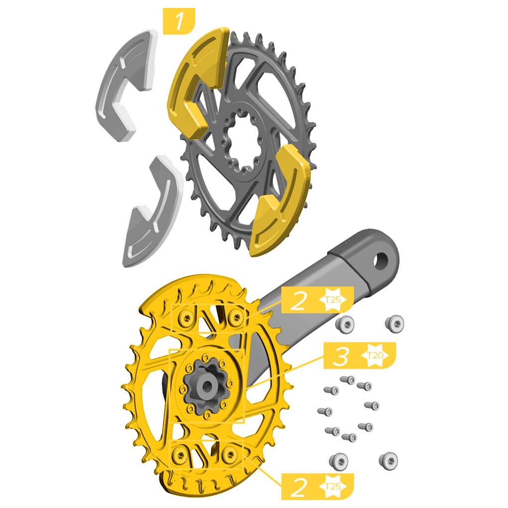 SRAM Bashguard Kit for XX Eagle Crankset - T-Type | Single Impact | D1 - Aluminum | 11.6318.008.00X