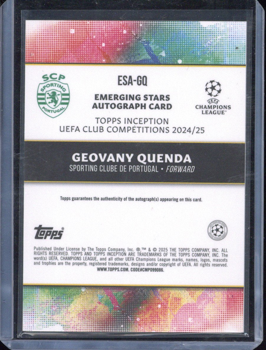 2024-25 Topps Inception UCC Geovany Quenda Autograph RC /49