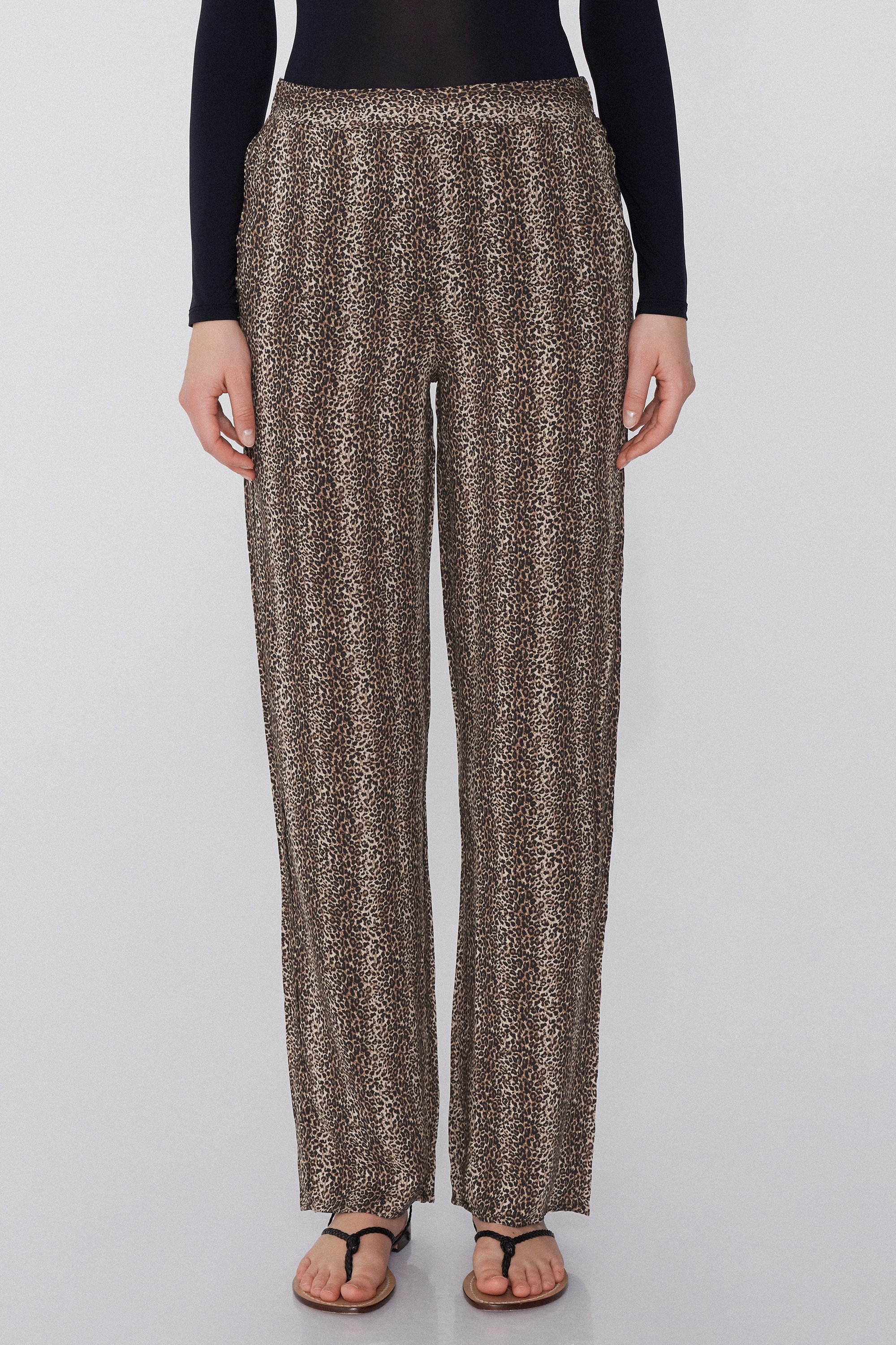 Viscose Canvas Straight-Cut Trousers