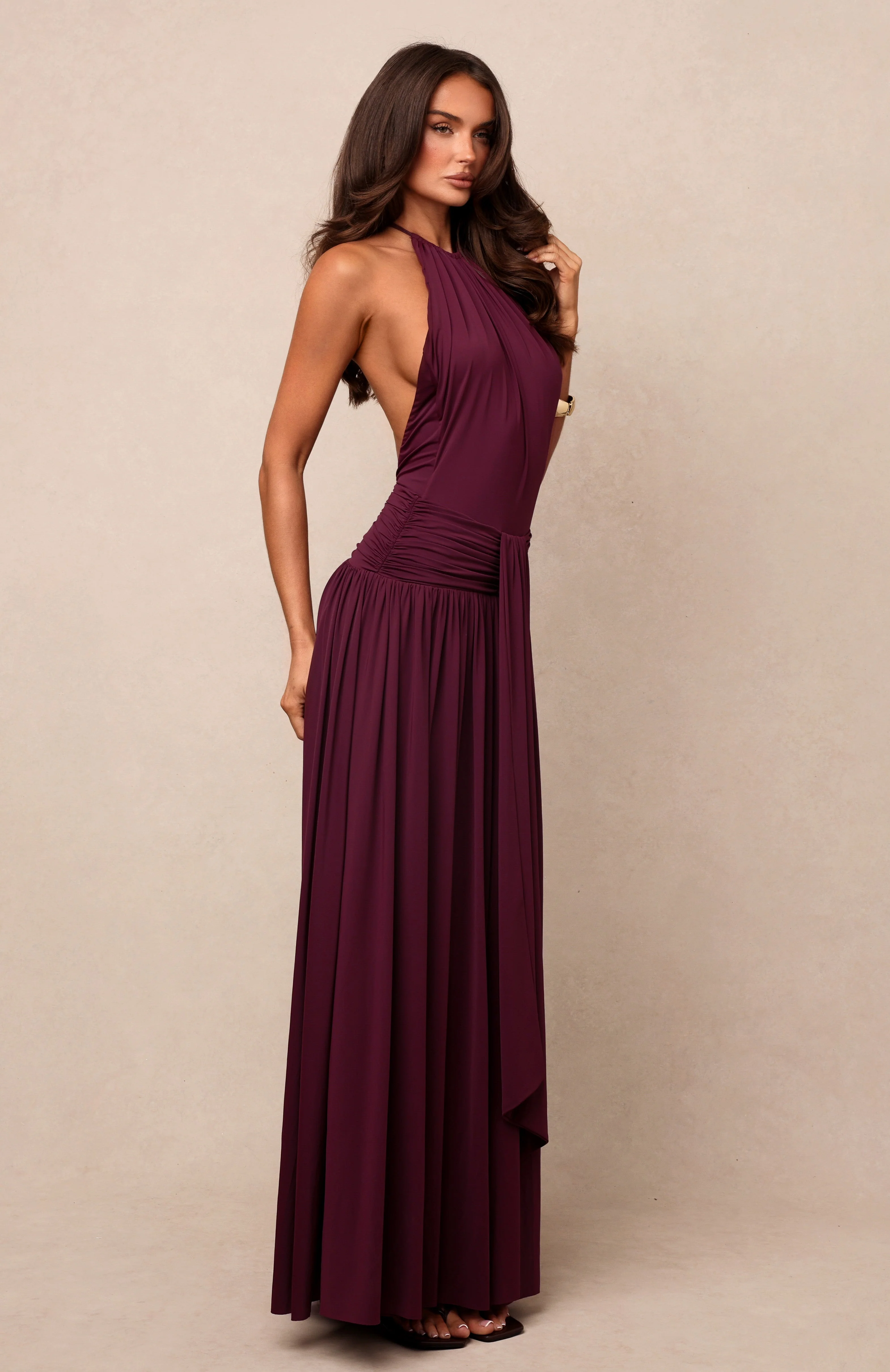 Lost In The Tide Maxi Dress Dark Cherry