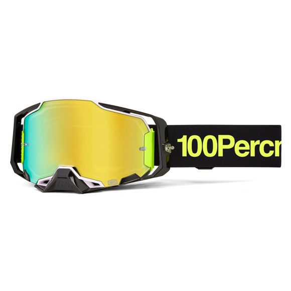 Masque cross 100% ARMEGA Orban - Ecran Mirror Gold 2025 - Noir / JauneRef : CE1547 / 50005-00044