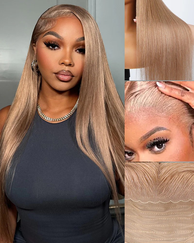 Ophirawig 13x6 Three-Go? Milk Tea Brown Glueless Wig Silky Straight With Drawstring 100% Human Hair Wig