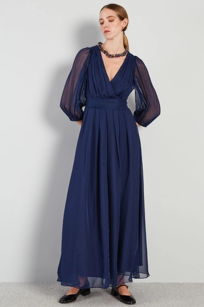 Long chiffon dress - NIGHT BLUE