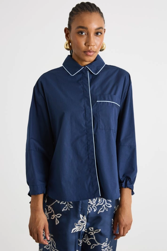 Balloon-sleeve shirt - BLUE