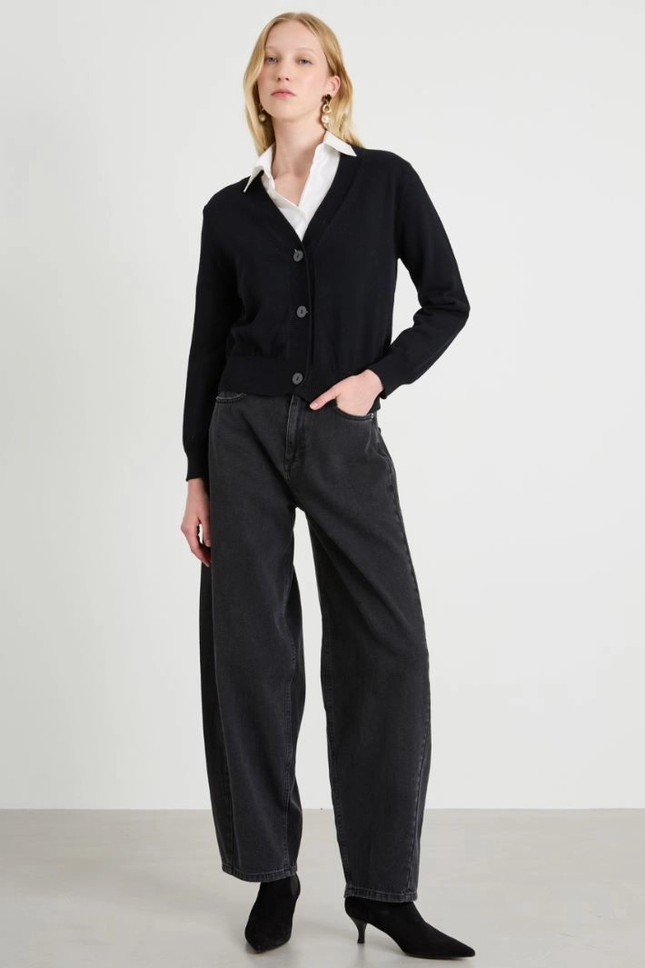 Cotton cardigan - BLACK