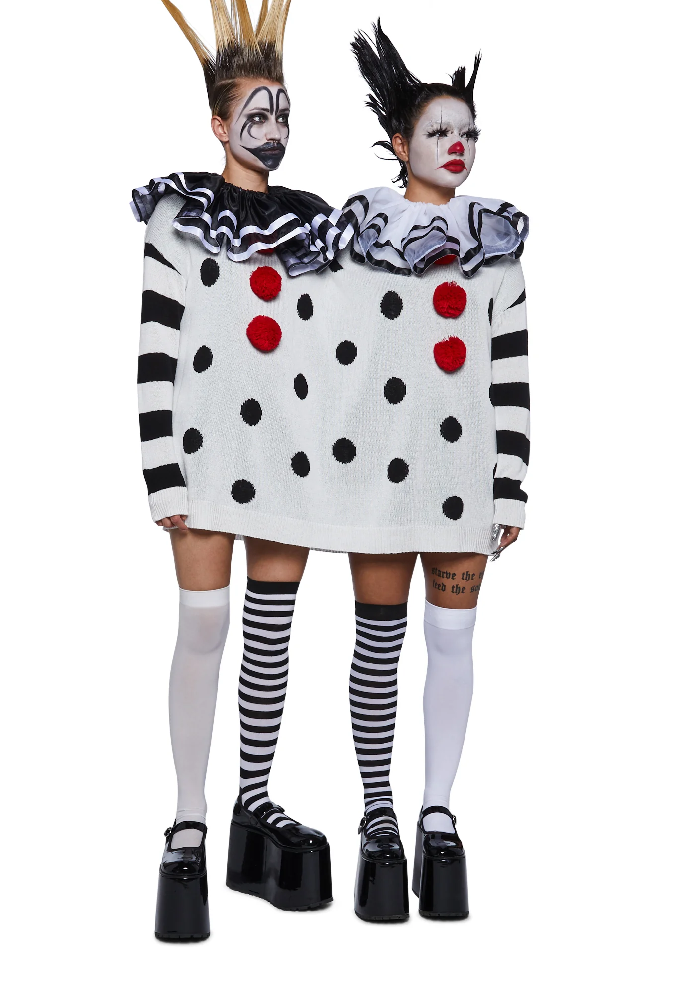 Clown Trouble Knit Sweater Set - Black/White