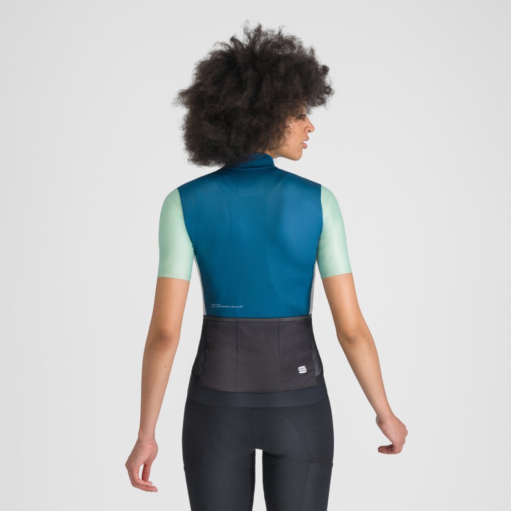 Sportful Supergiara Logo Jersey Women - 415 Teal Blue/Lichen Green