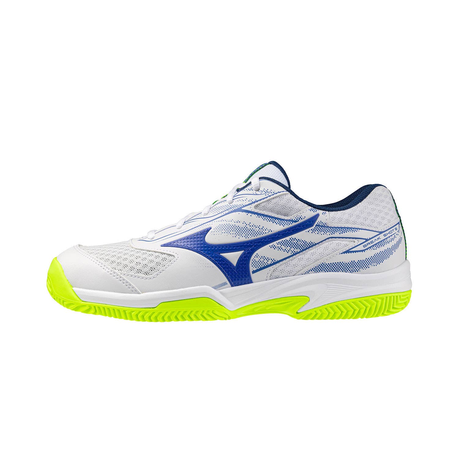 MIZUNO BREAK SHOT 5 CLAY COURT WHITE/BLUE/FLUORESCENT YELLOW UNISEX 61GC2525