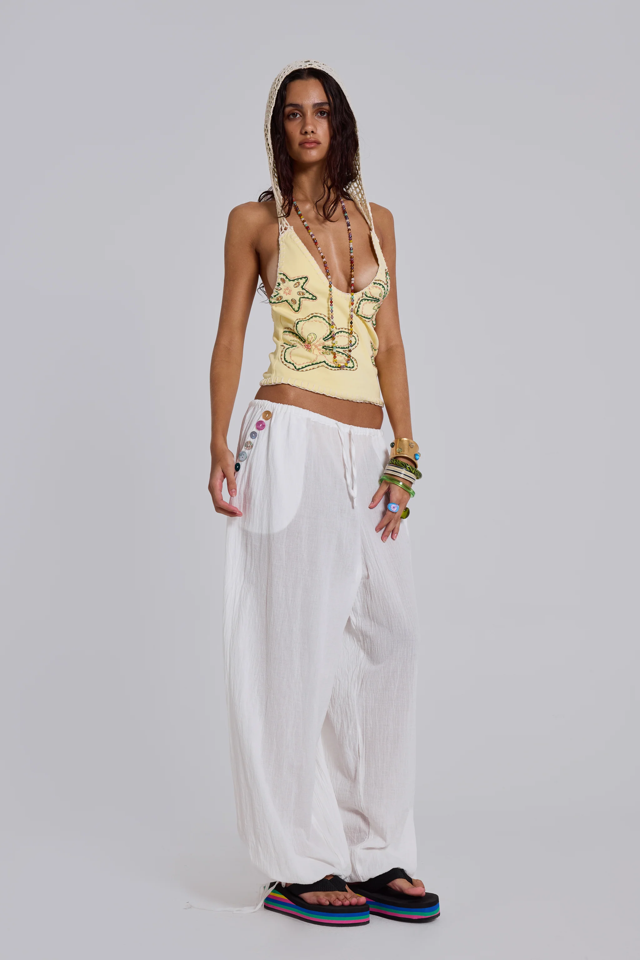 Zelya Beaded Crochet Halter Top