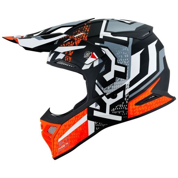 Casque cross KYT SKYHAWK - HYPERFLOW MATT 2025 - Gris / OrangeRef : KYT0184