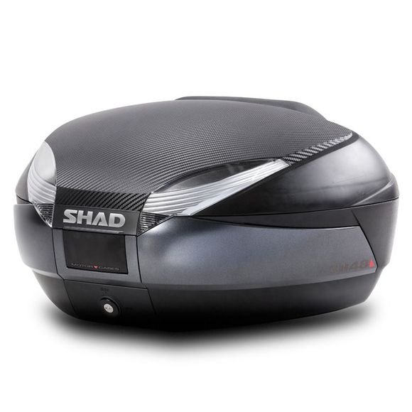 Top case Shad SH48 + DOSSERET + CAPOT CARBONE Universel - GrisRef : SHD0B48306R / PACKSH48306R