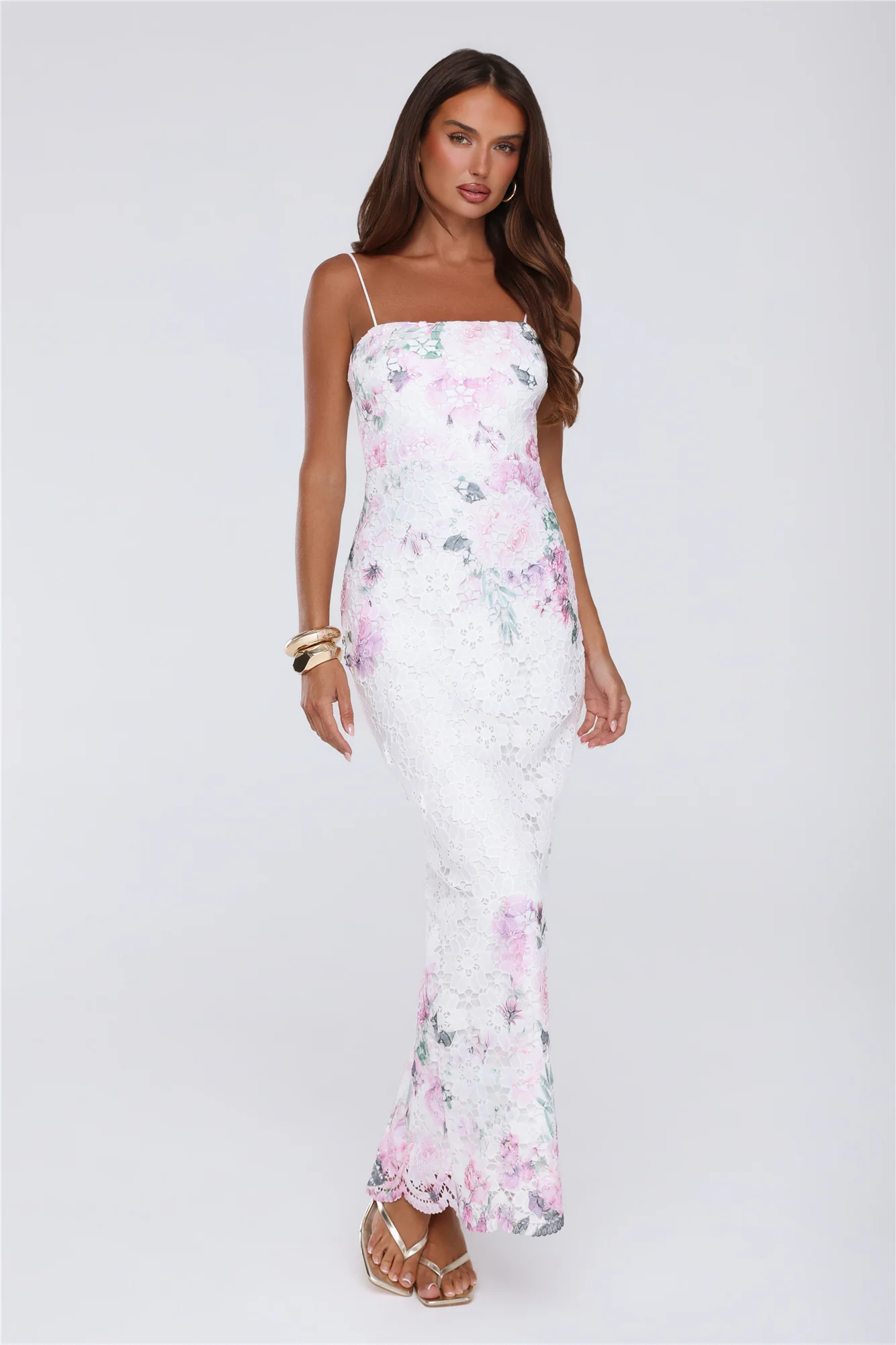 Wardrobe Flex Embroidered Maxi Dress White