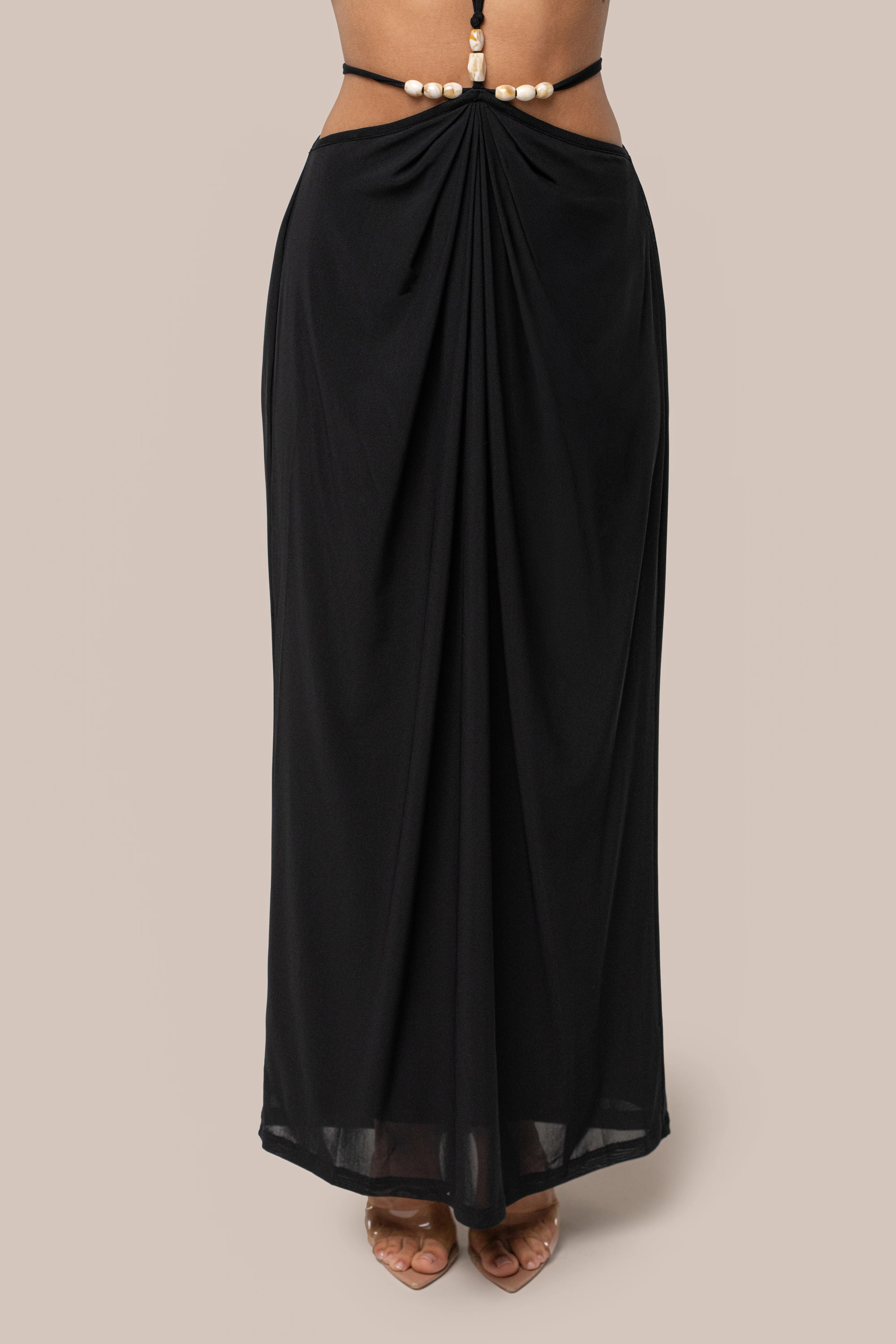 Black Hera Draped Maxi Skirt