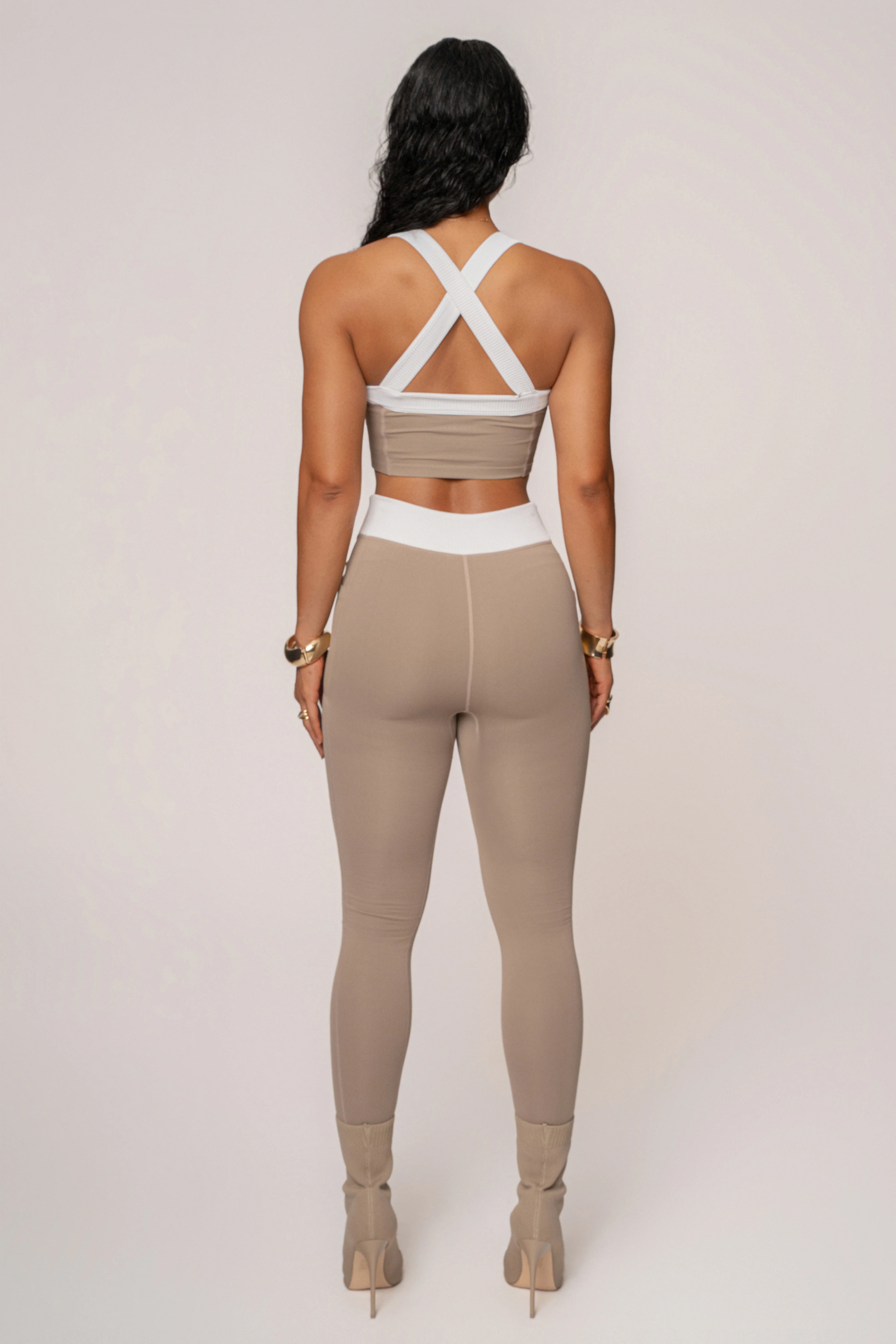 Beige/White Inspire Movement Leggings