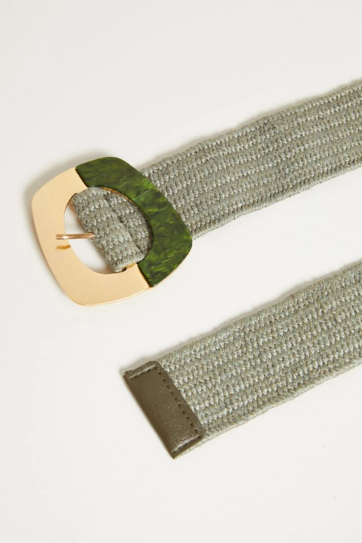 Raffia-effect belt - GREEN