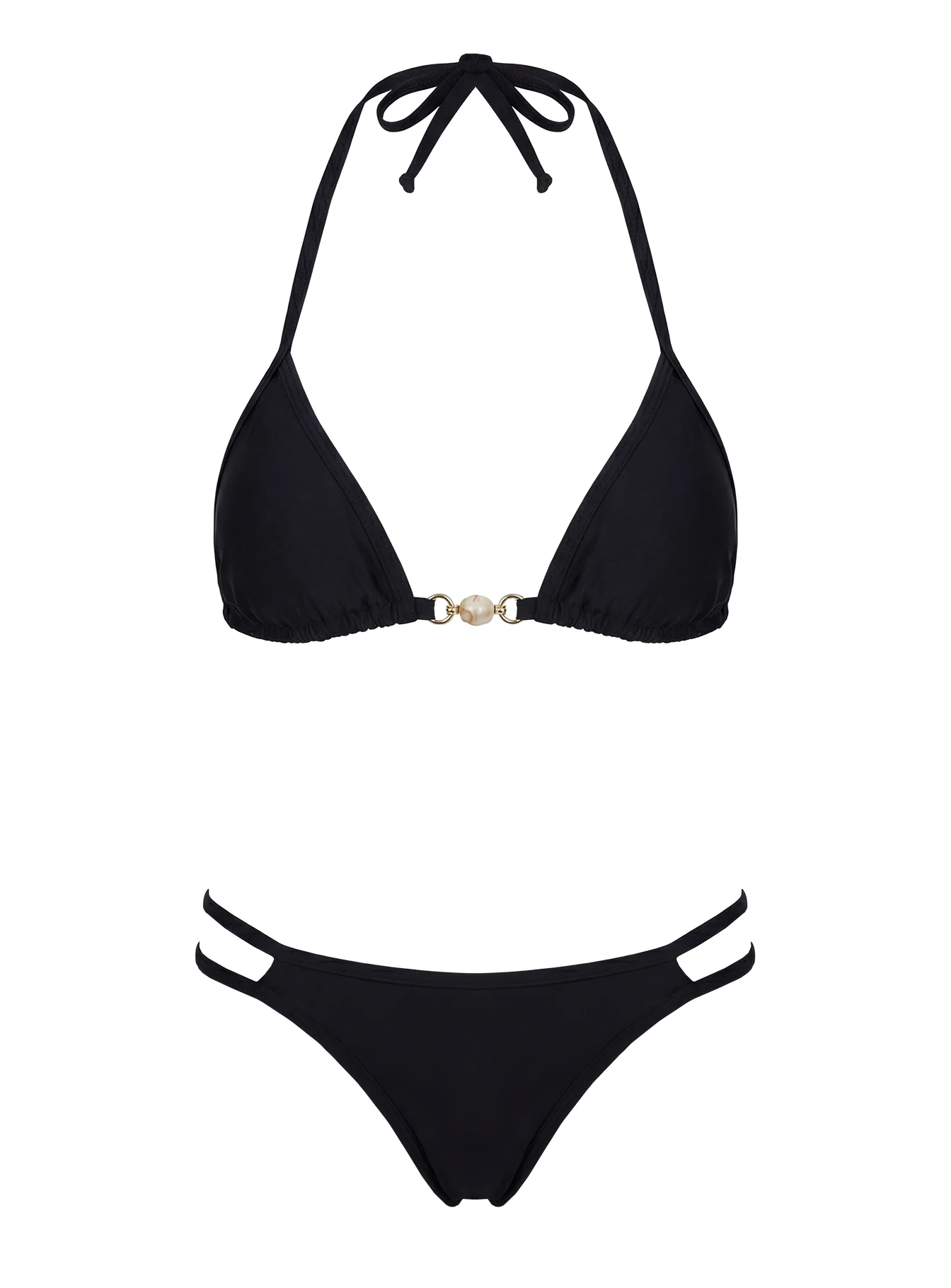 Maurita Hardware Halter Bikini Top Black