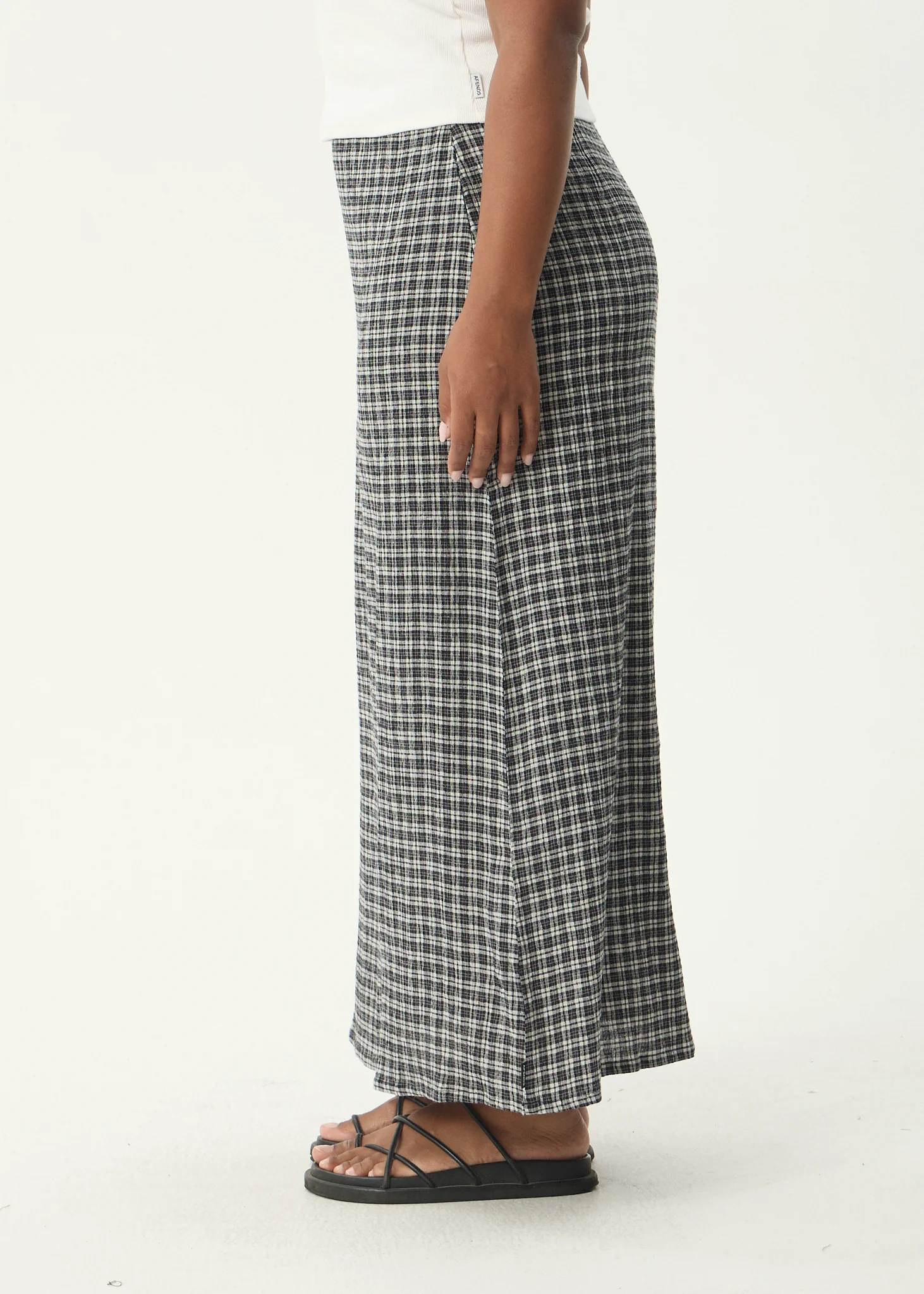 AFENDS Womens Lita - Seersucker Maxi Skirt - Asta Steel Check
