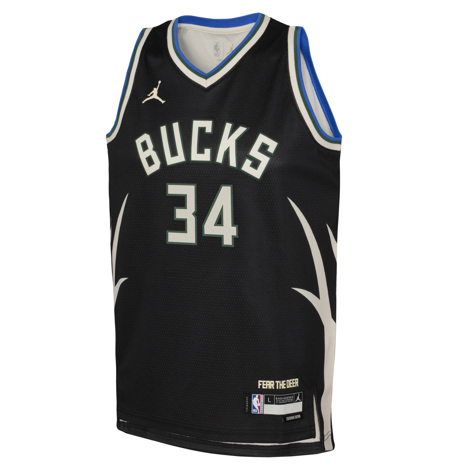 Giannis Antetokounmpo #34 Milwaukee Bucks Jordan Swingman NBA Jersey Black (YOUTH)