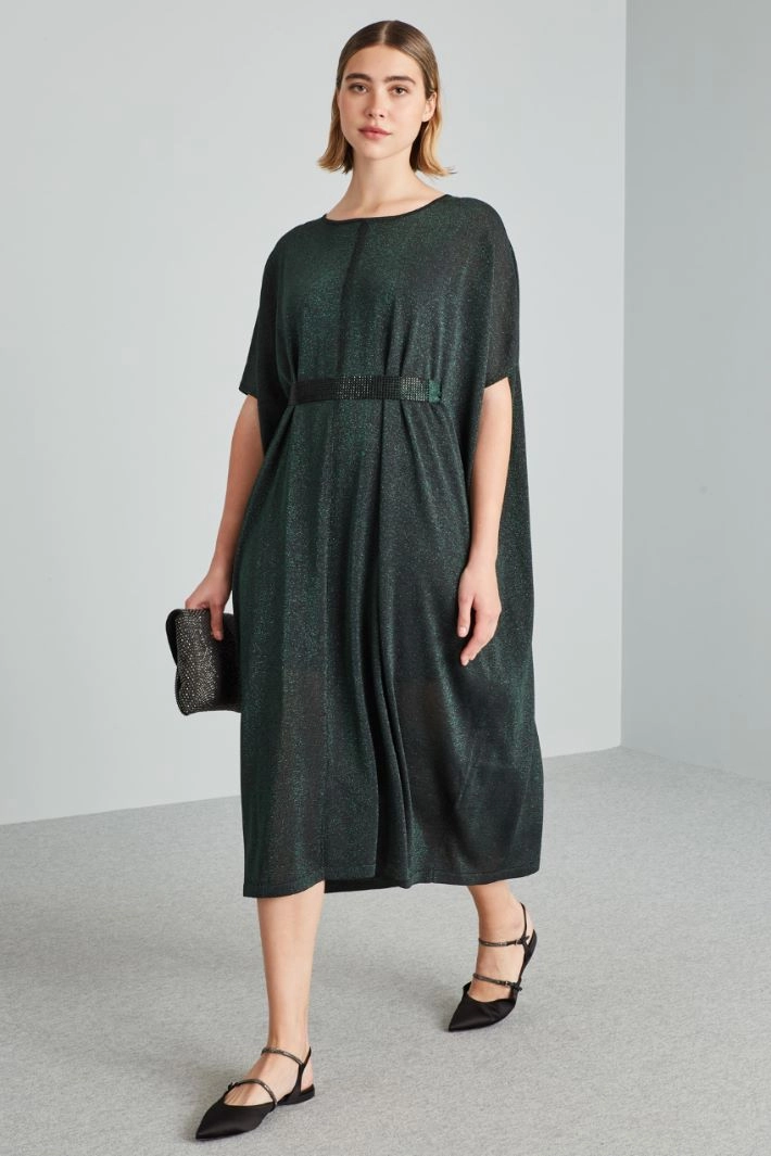 Lurex-knit dress - DARK GREEN