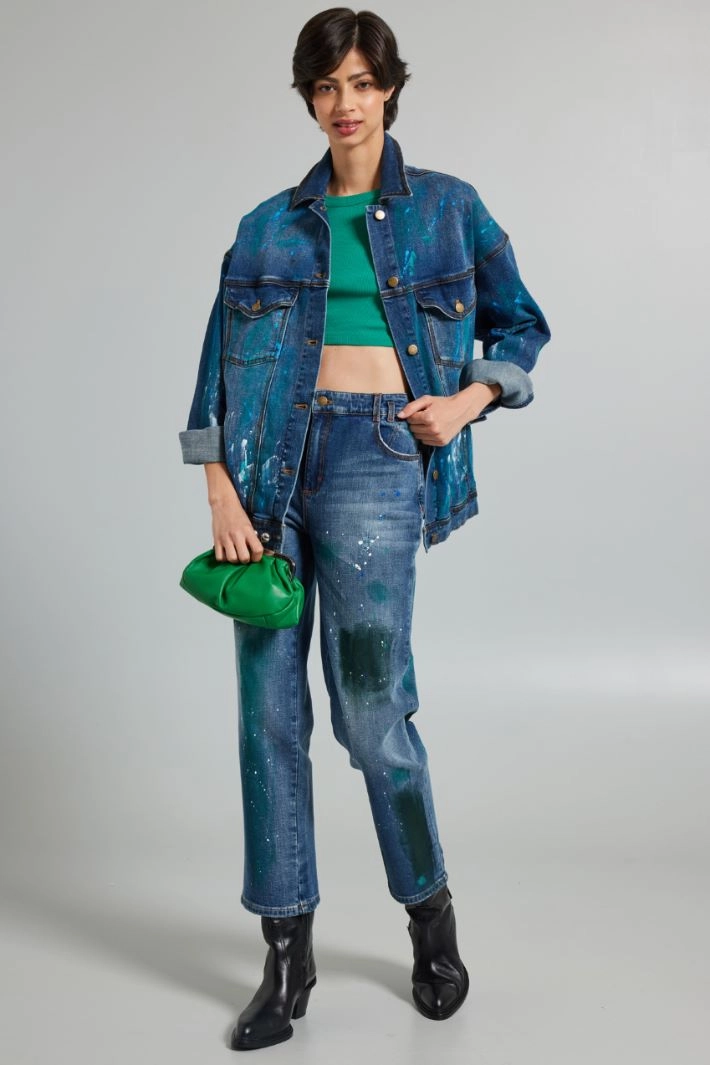 Hand-painted denim jacket - DENIM BLUE