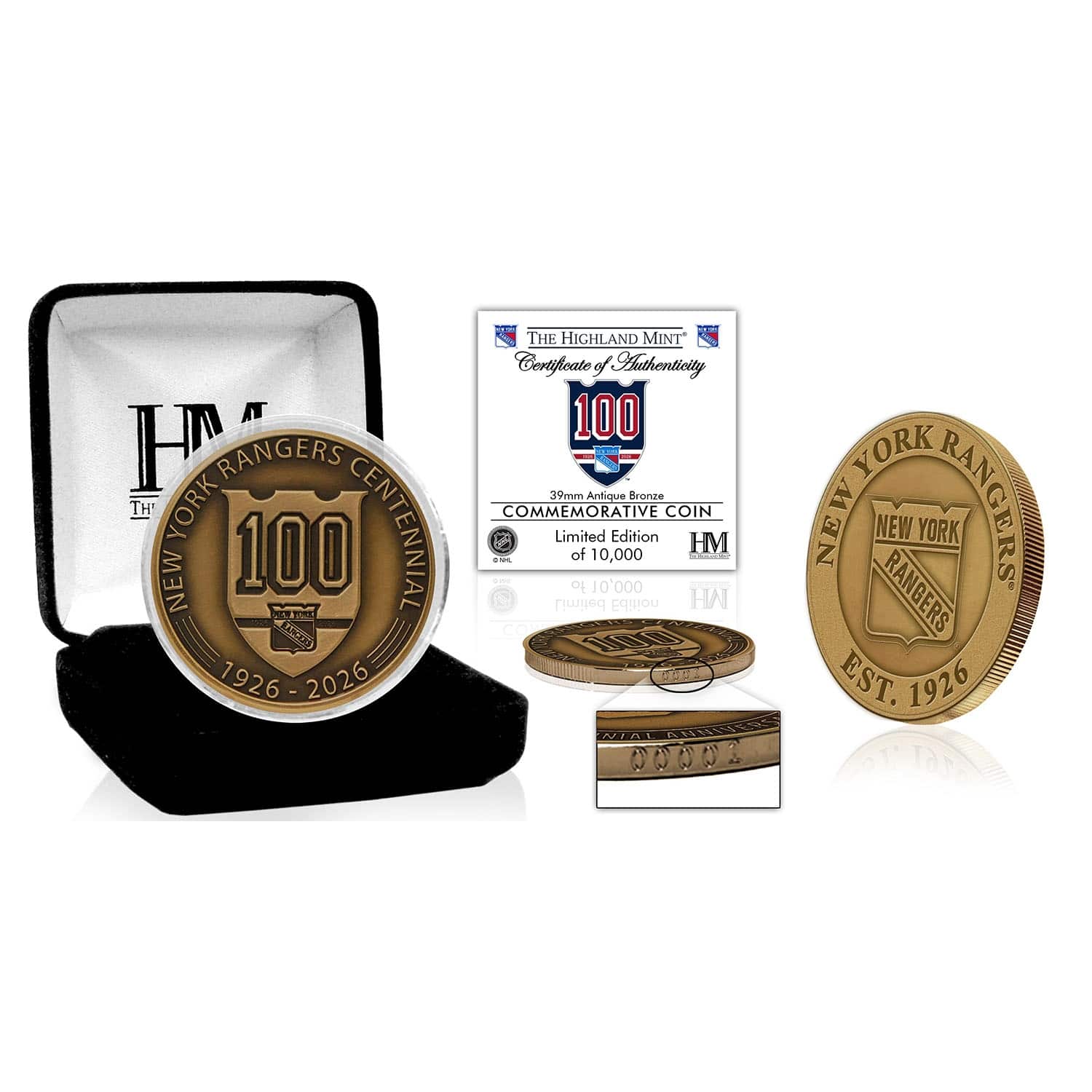New York Rangers 100th Anniversary Antique Bronze Coin