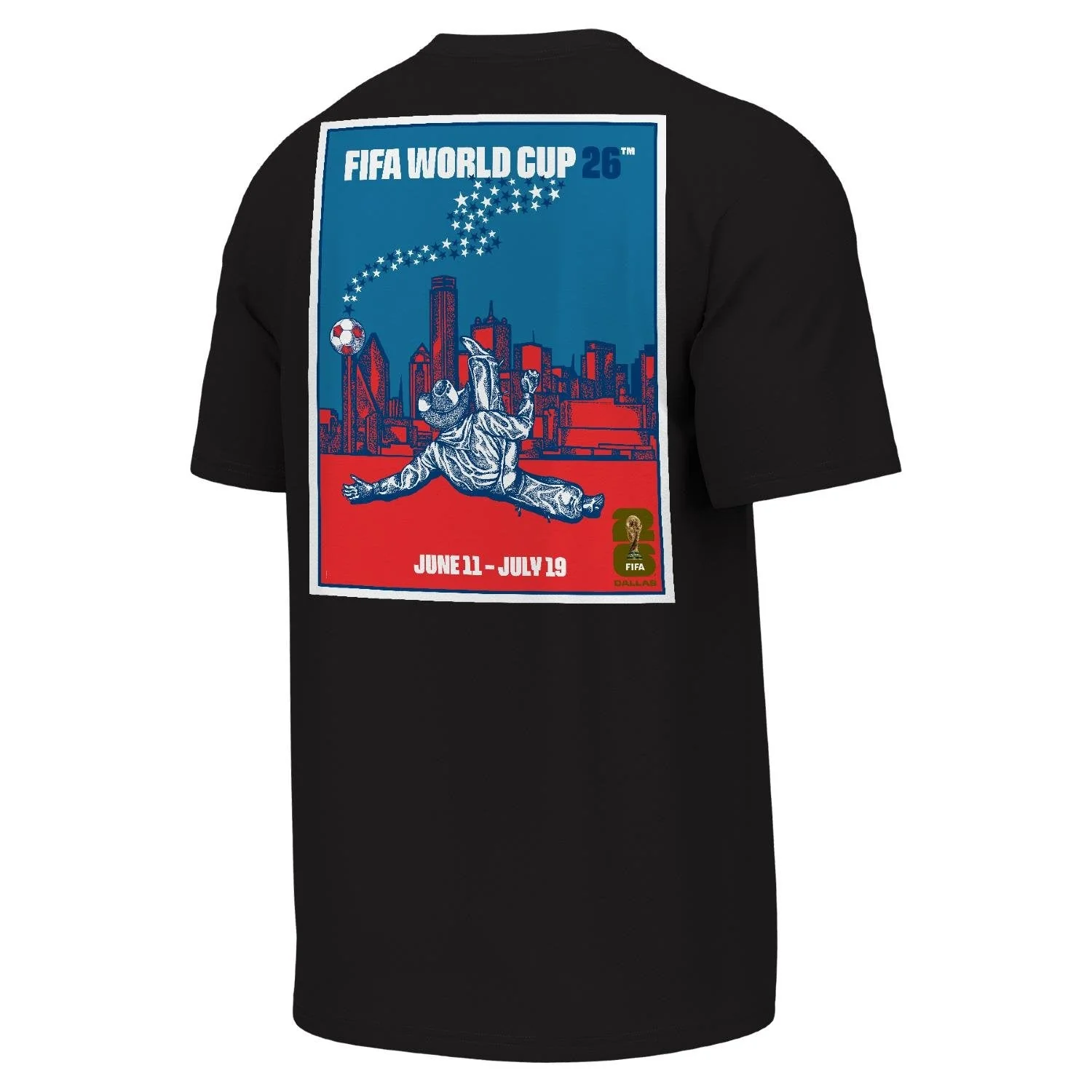 2026 Soccer Fan Collection Dallas Poster Black T-Shirt - Unisex
