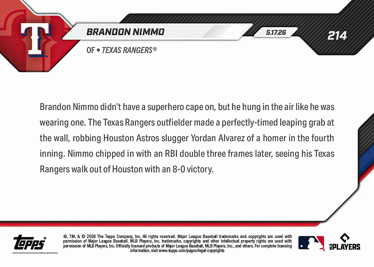 Brandon Nimmo - 2026 MLB Topps NOW® - Card 214