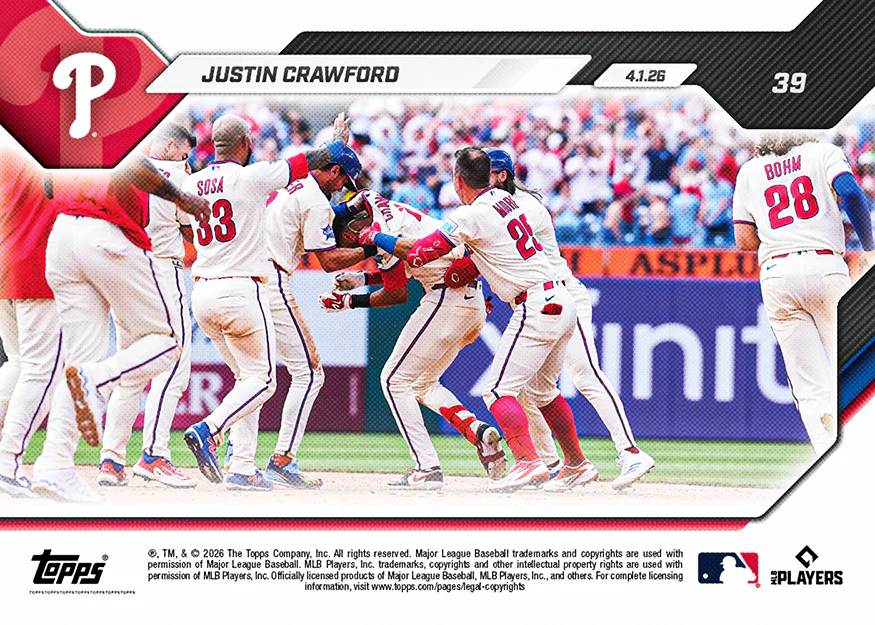 Justin Crawford - 2026 MLB Topps NOW® - Card 39