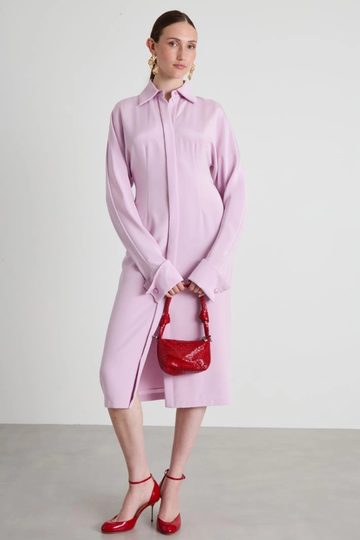 Kimono-sleeve shirt dress - LILAC