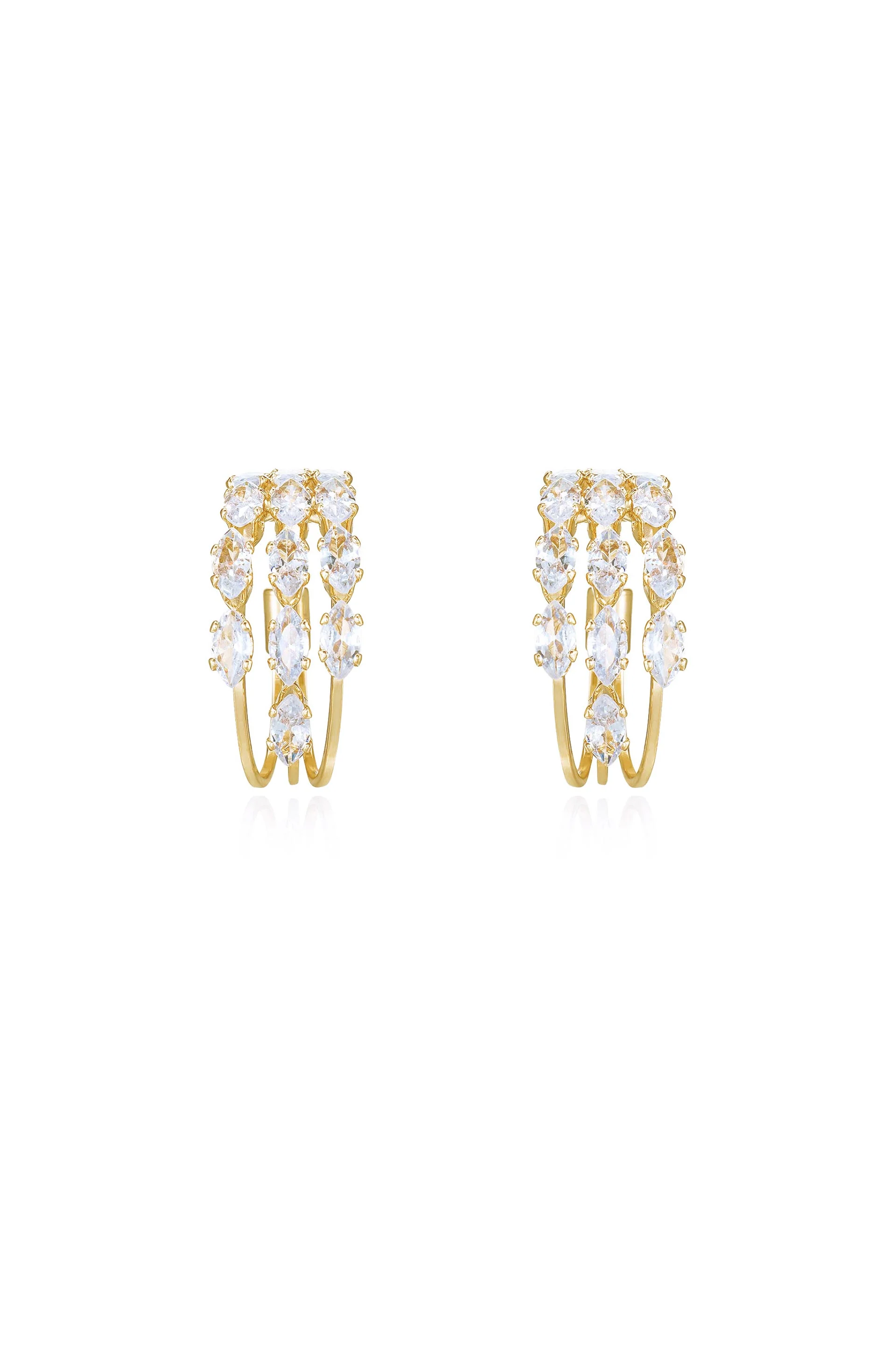 Multi-Crystal Huggie Hoop Earrings